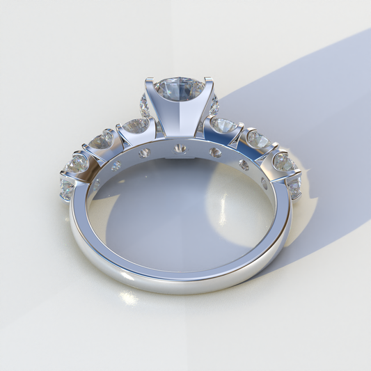 3 Carat Round Cut Half Eternity Lab Diamond Engagement Ring - Angeleno