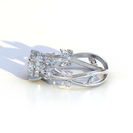 Natural Inspired 3 Carat Round Cut Lab Diamond Engagement Ring - Catalina