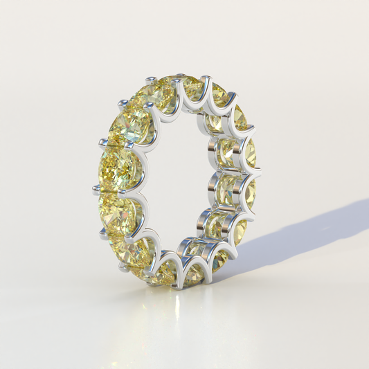 4mm Yellow Cushion Lab Diamond Eternity Ring | Wedding Band - Sano