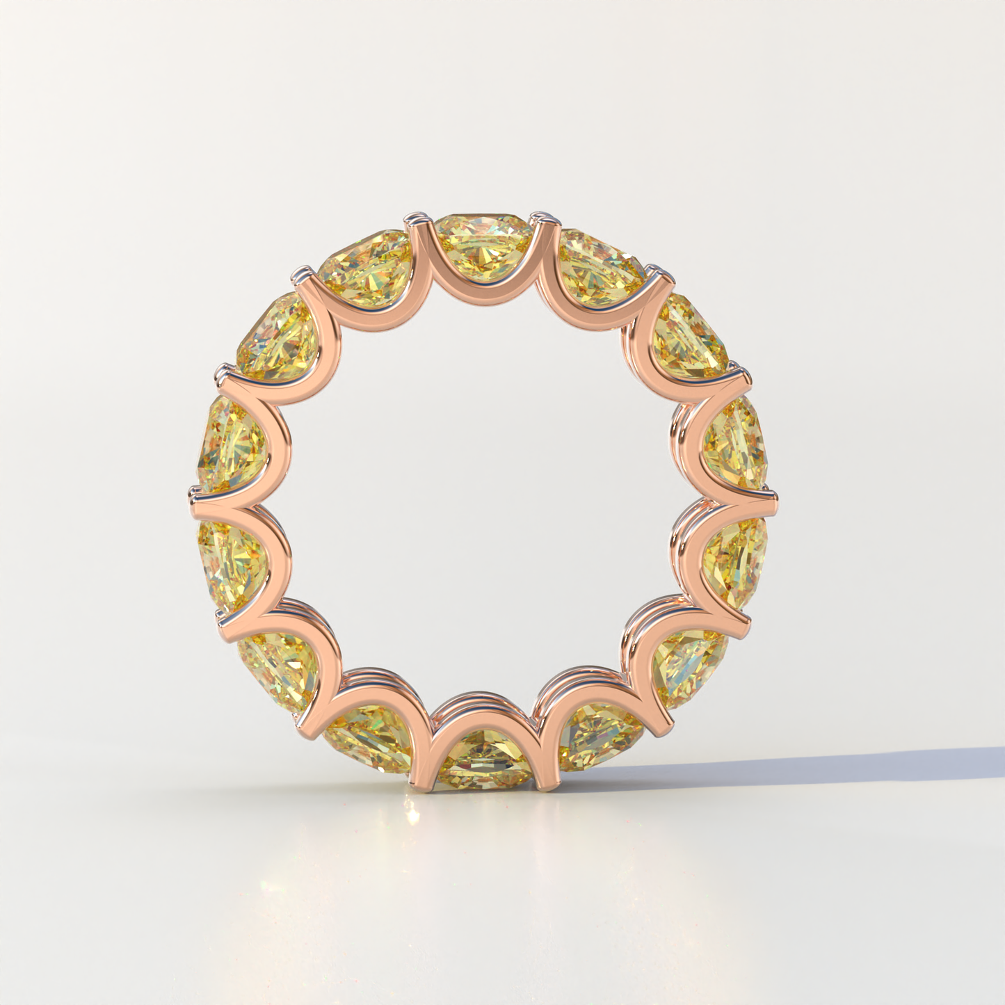 4mm Yellow Cushion Lab Diamond Eternity Ring | Wedding Band - Sano