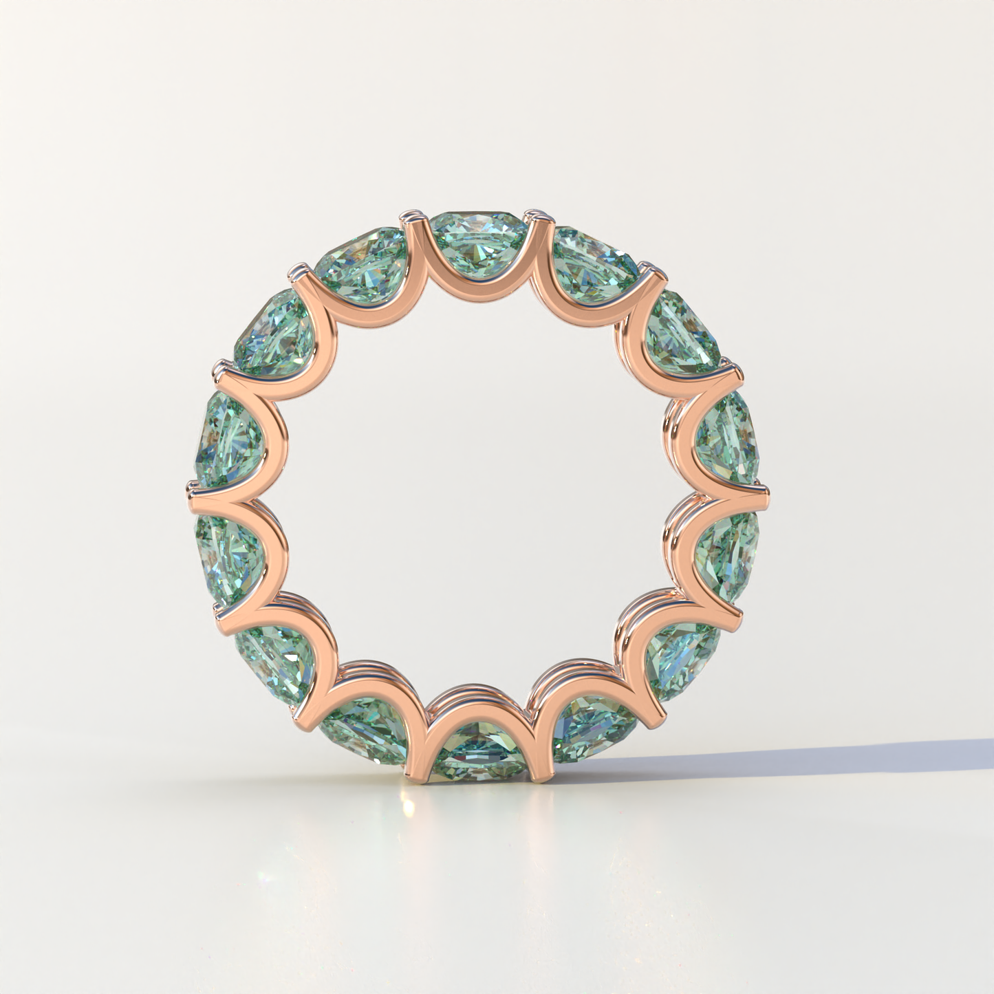 4mm Green Cushion Lab Diamond Eternity Ring | Wedding Band - Sano