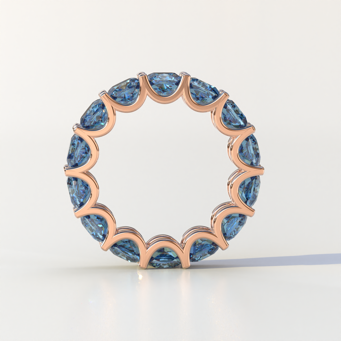 4mm Blue Cushion Lab Diamond Eternity Ring | Wedding Band - Sano