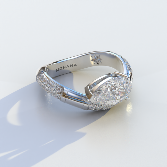 2 Carat East-West Pear Cut Lab Diamond Engagement Ring - J'Lure