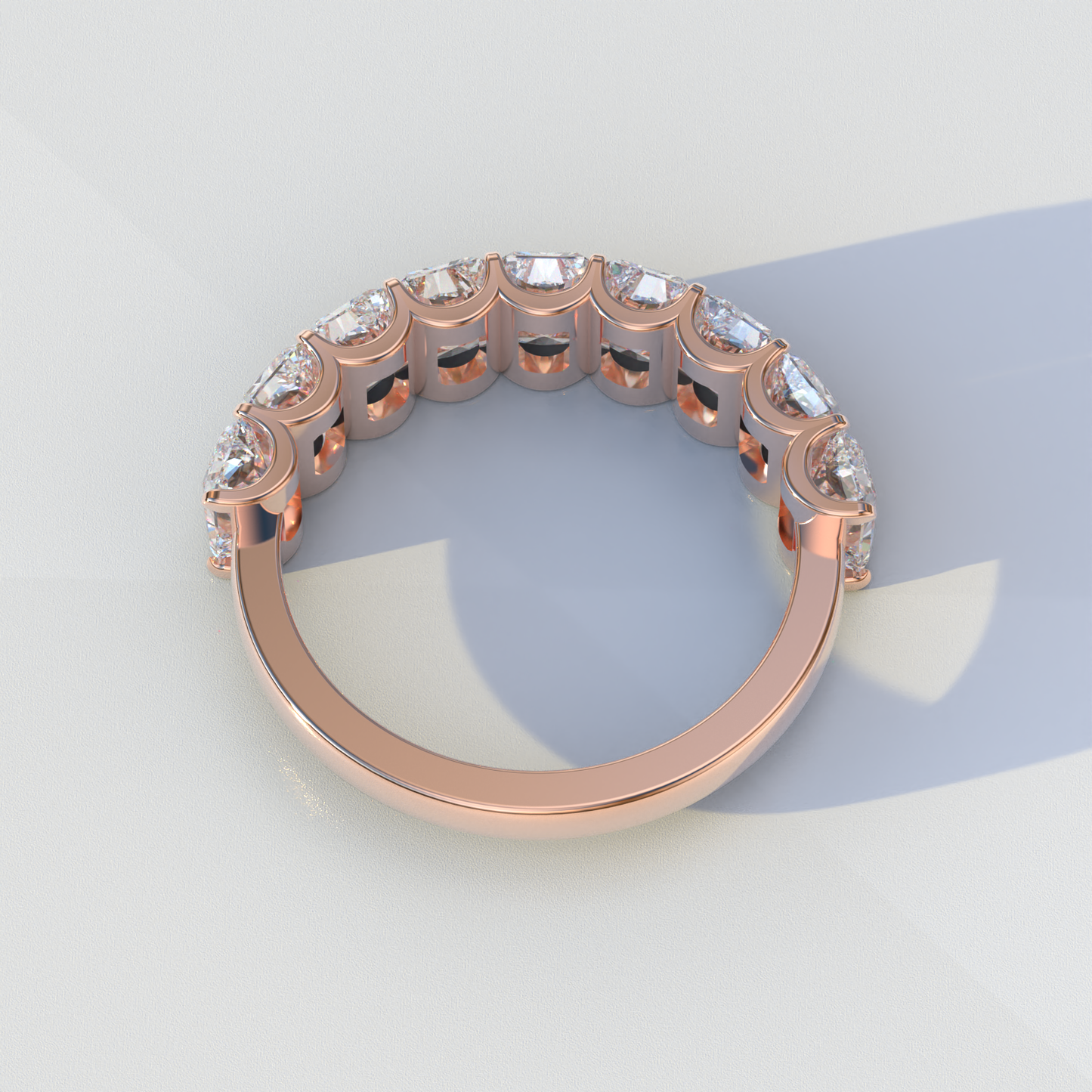 5mm Radiant Cut Lab Diamond Band - Halfway Eternity Band - Amber Bloom