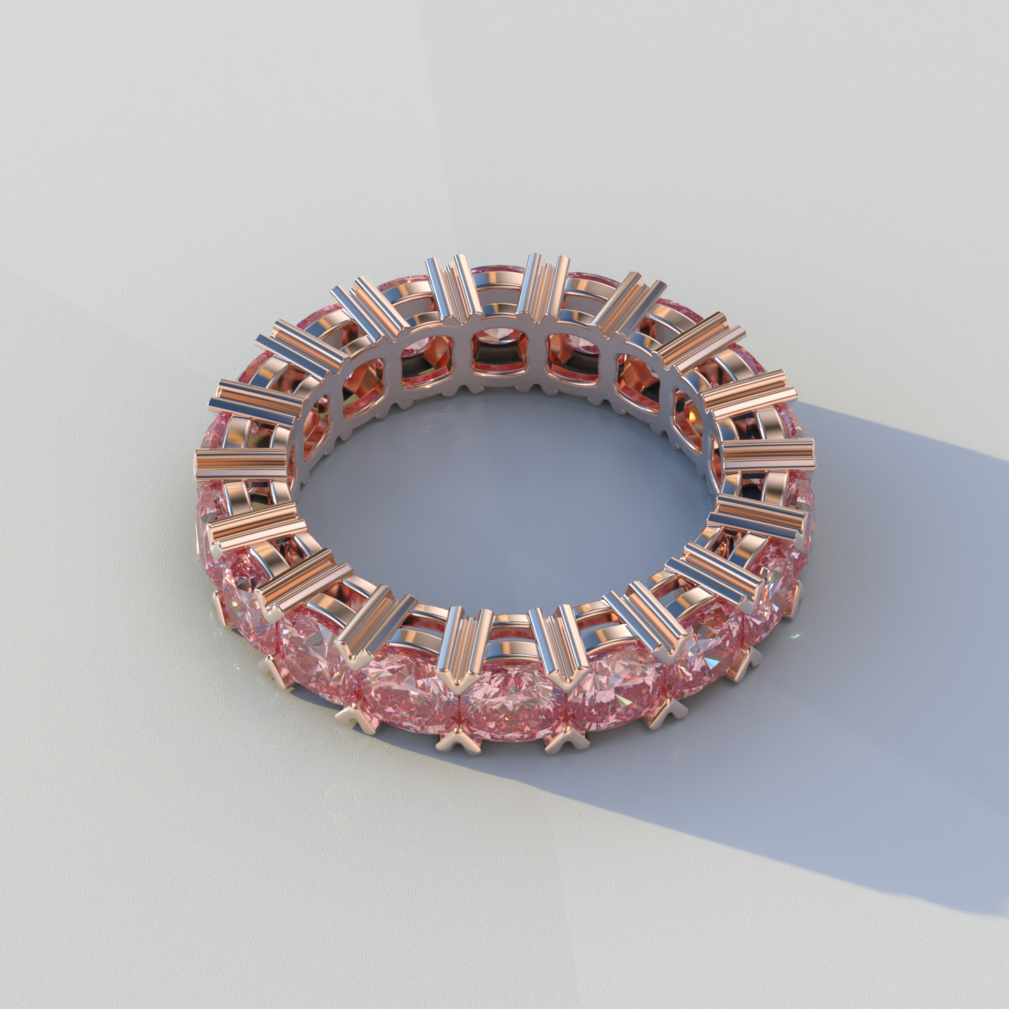 4mm Pink Cushion Lab Diamond Eternity Ring | Wedding Band Ring - Elysia