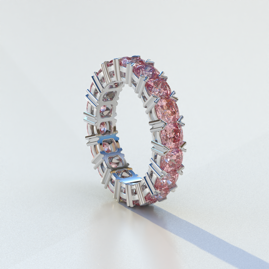 4mm Pink Cushion Lab Diamond Eternity Ring | Wedding Band Ring - Elysia