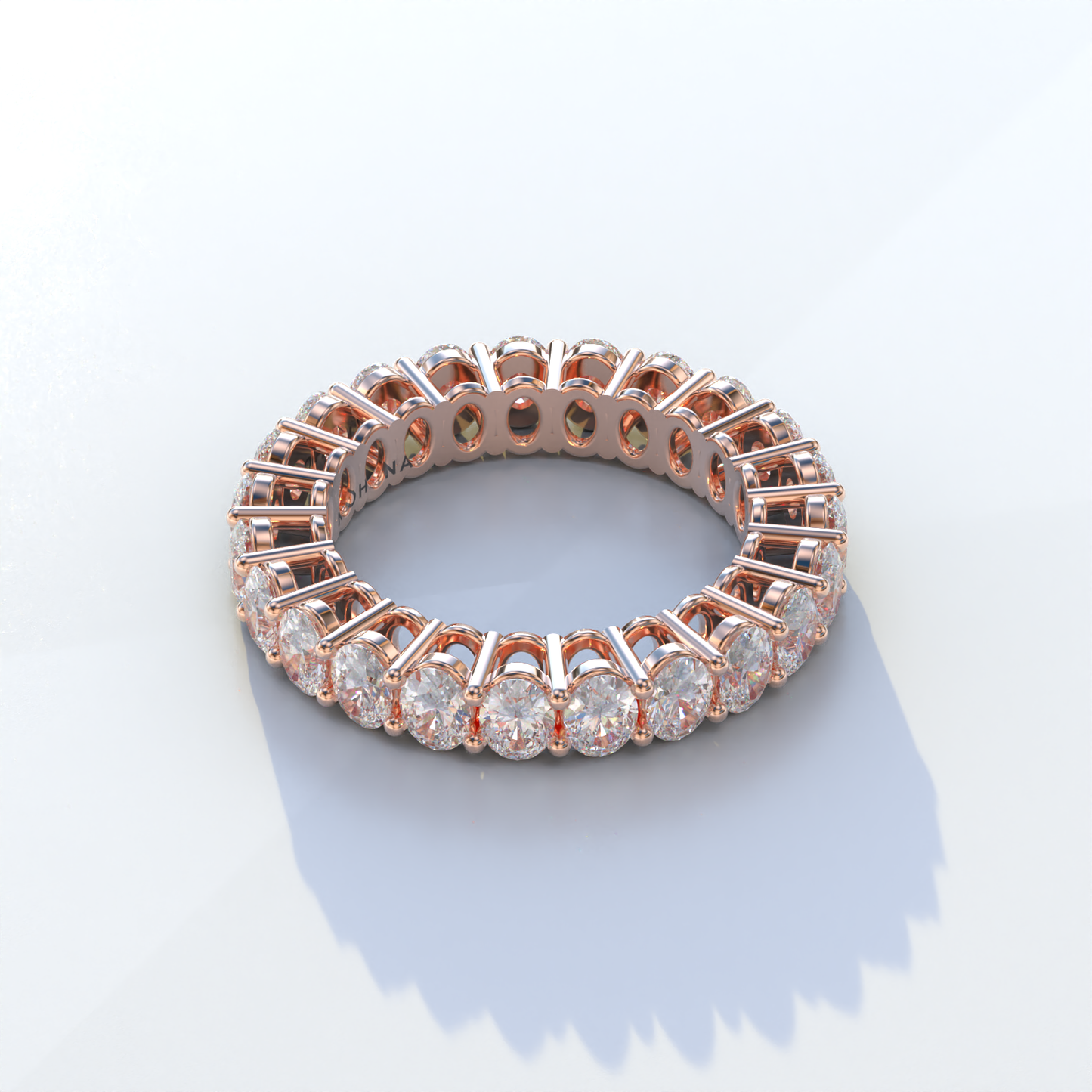 14kt White Gold Oval Lab Diamond Eternity Ring - Camila