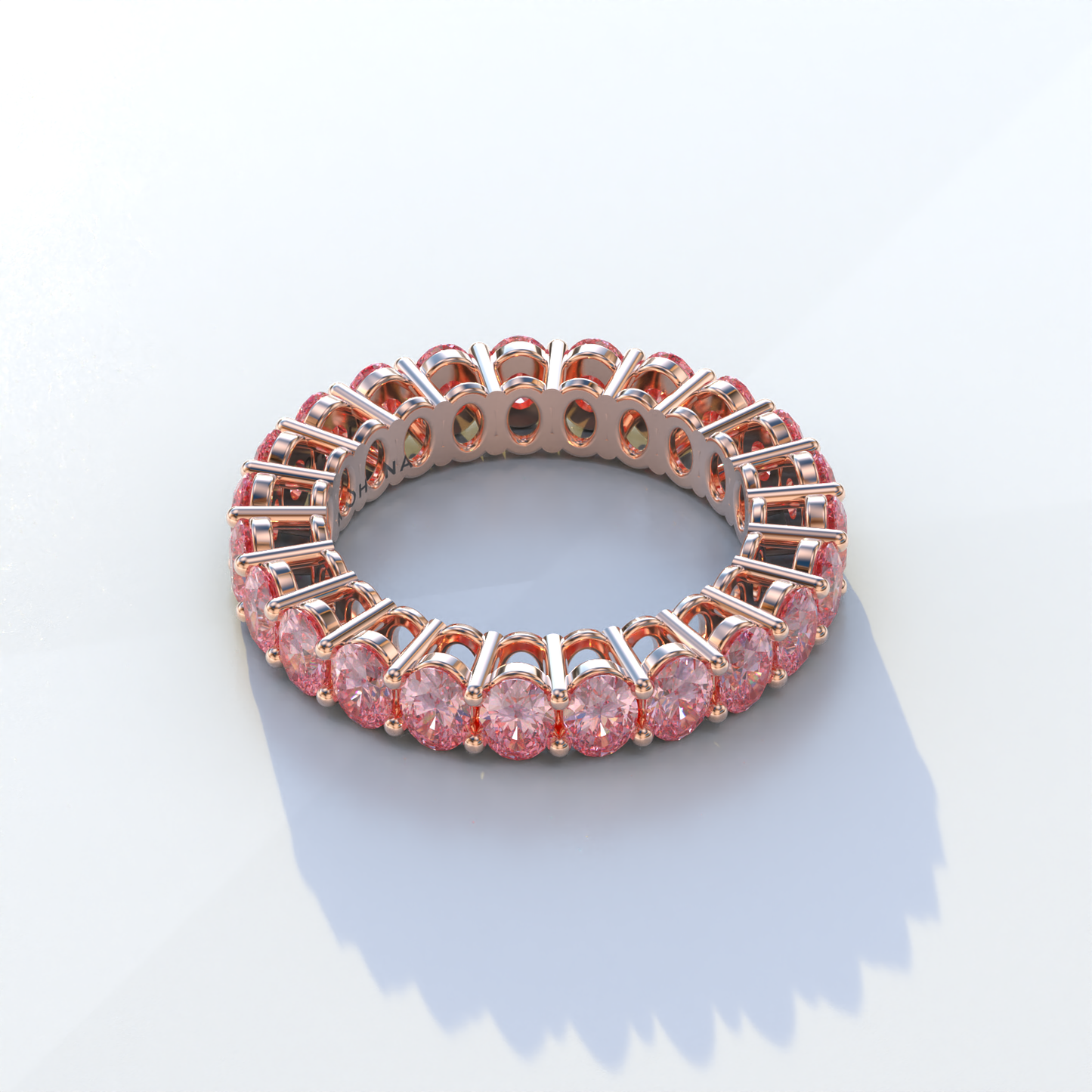 4mm Pink Oval cut Lab Diamond Eternity Ring | Bridal Wedding Band- Camila
