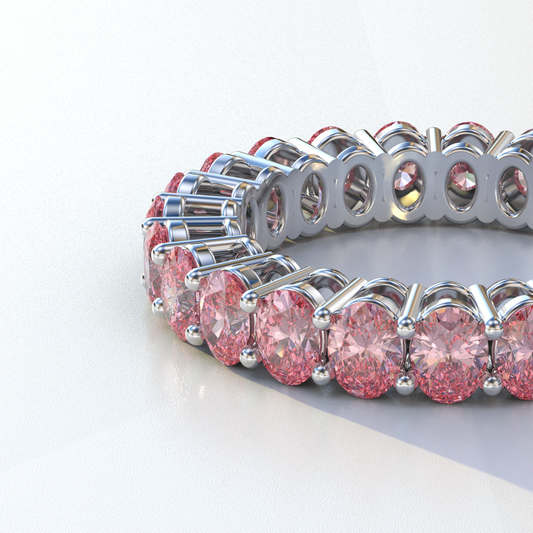 4mm Pink Oval cut Lab Diamond Eternity Ring | Bridal Wedding Band- Camila
