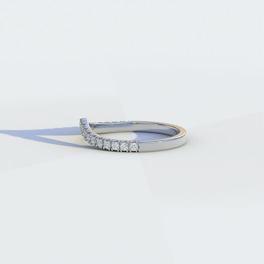 Chevron - Colorless Round Cut Diamond Eternity Band | Curve Pave Setting | Certified