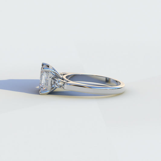 3 Carat E VVS Asscher & Baguette Cut Multi Stone Lab Diamond Ring - Brillante