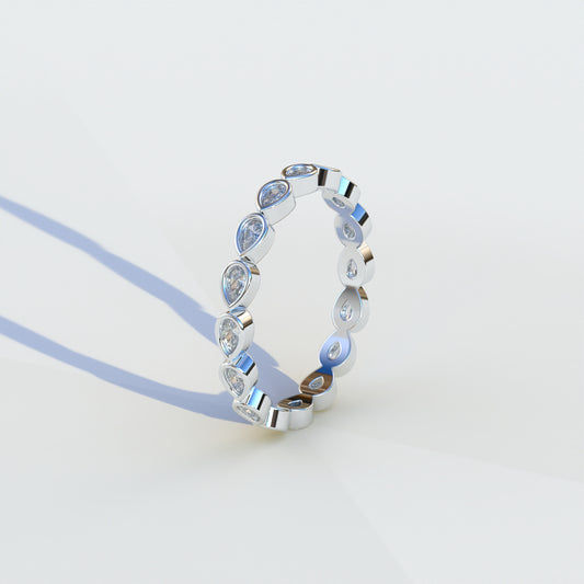 Bertha - E/VVS Colorless Pear Cut Diamond Full Eternity Band | Bezel Setting | Certified