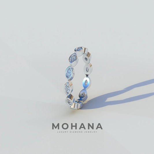 E VVS Marquise Cut Eternity Band - Bezel Setting Band - Midi