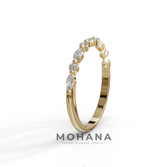 E/VVS Round & Marquise Lab Grown Diamond Wedding Band - 10 Stone Ring