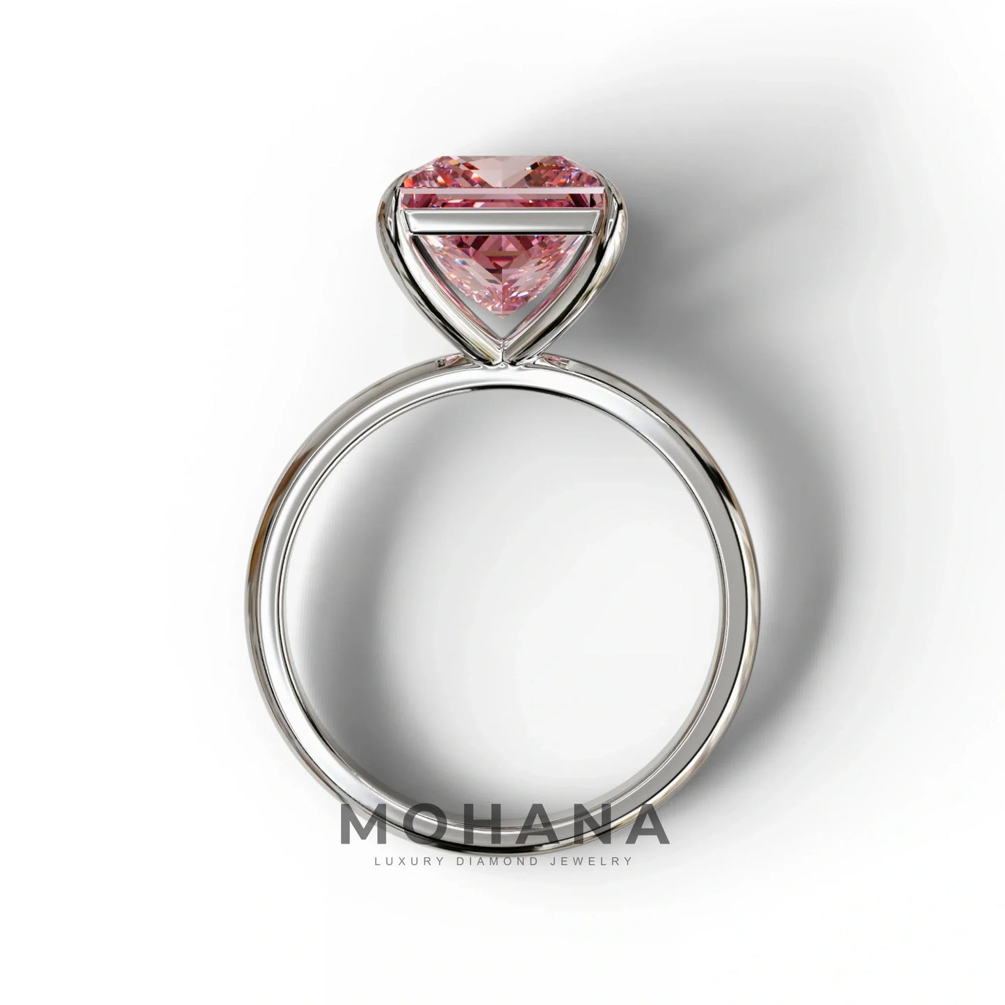 Pink Princess Cut Solitaire Lab Grown Diamond Engagement Ring - Speyeria