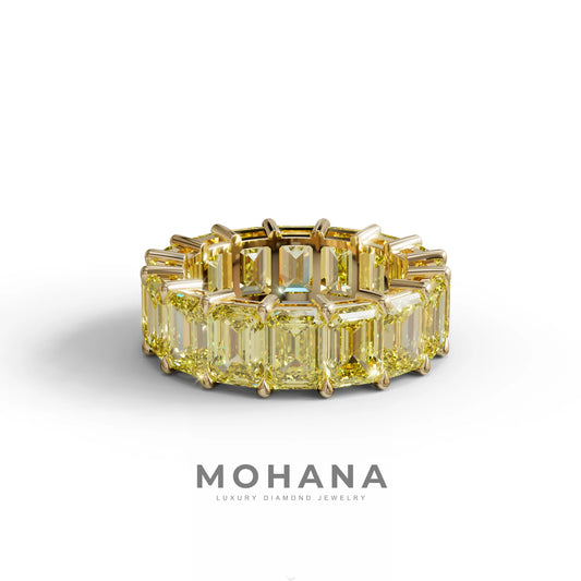 Lab‑Grown Yellow Emerald‑Cut Diamond Band – Classic Full‑Eternity Style