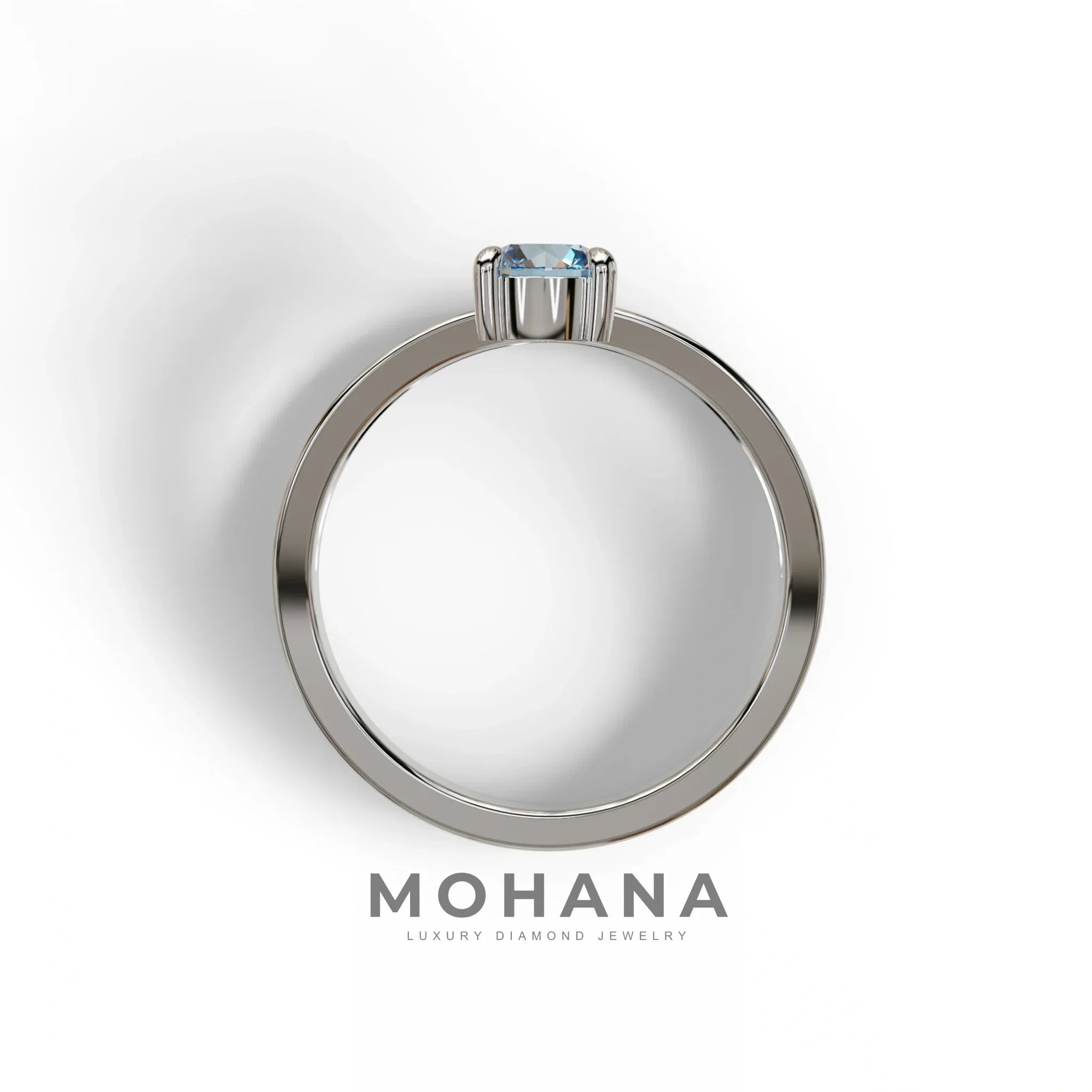 Blue Round Brilliant Solitaire Engagement Ring with a split‑shank Band - Auric Grace