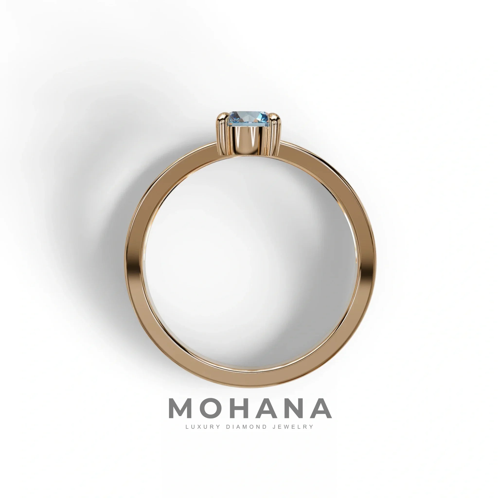 Blue Round Brilliant Solitaire Engagement Ring with a split‑shank Band - Auric Grace