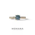 Blue Round Pave Set Minimalist Engagement Ring - Nova Signature - 1.5 Carat / 10K Solid Gold / Yellow Gold
