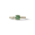 Green Round Pave Set Minimalist Engagement Ring - Nova Signature - 1.5 Carat / 10K Solid Gold / Yellow Gold