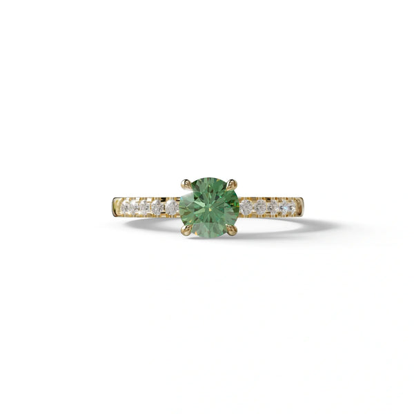 1.5 to 2.5 Carat Green Lab Grown Diamond Engagement Ring – Round Cut Solitaire | Nova Signature