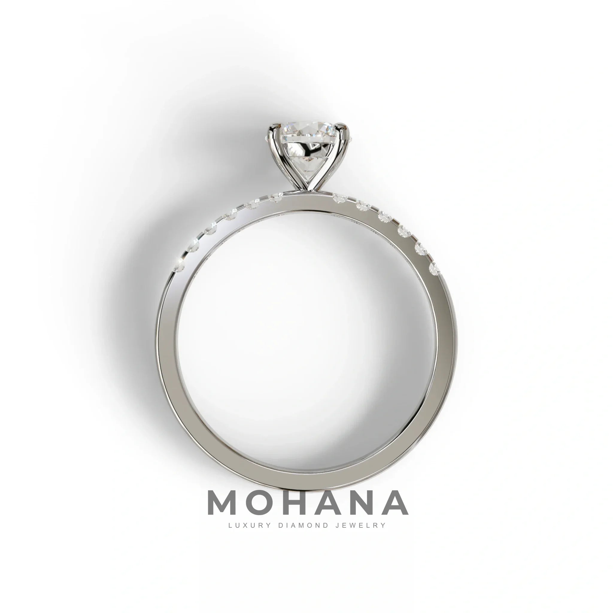 E VVS Round Pave Set Minimalist Engagement Ring - Nova Signature