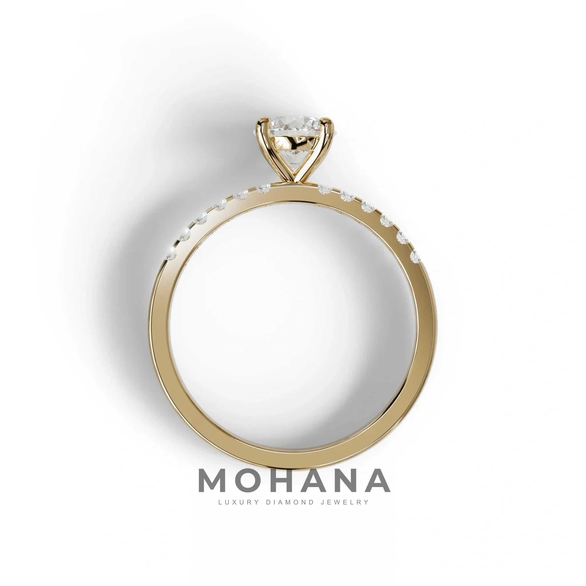 E VVS Round Pave Set Minimalist Engagement Ring - Nova Signature