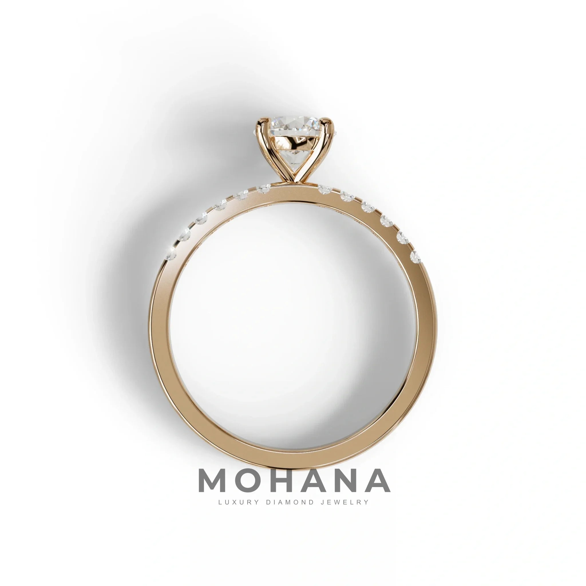 E VVS Round Pave Set Minimalist Engagement Ring - Nova Signature