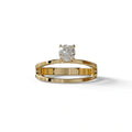 E VVS Round Brilliant Solitaire Engagement Ring with a split‑shank Band - Auric Grace - 1.5 Carat / 10K Solid Gold