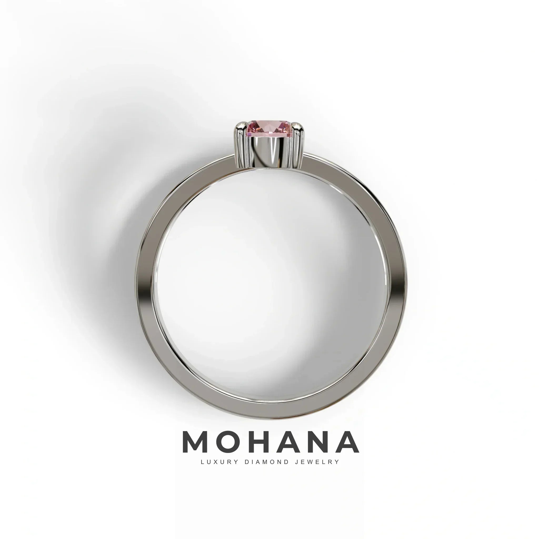 Pink Round Brilliant Solitaire Engagement Ring with a split‑shank Band - Auric Grace