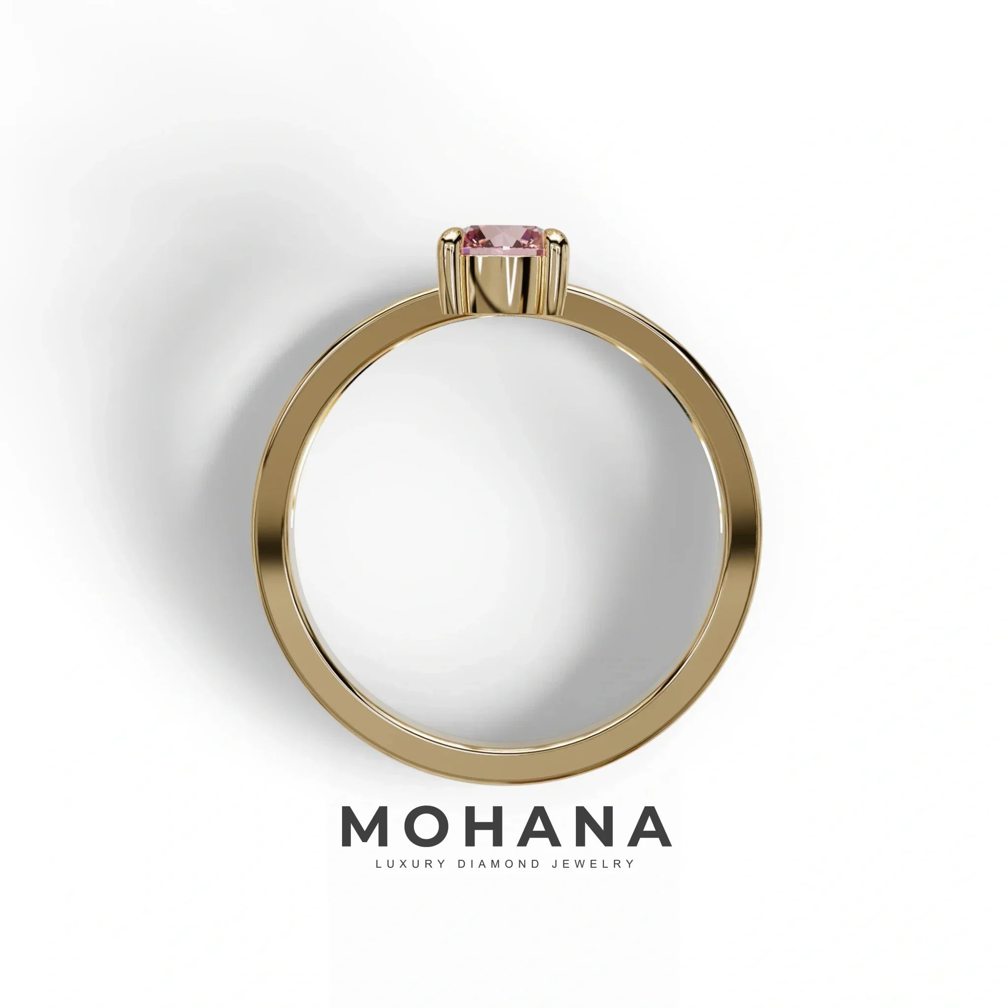 Pink Round Brilliant Solitaire Engagement Ring with a split‑shank Band - Auric Grace
