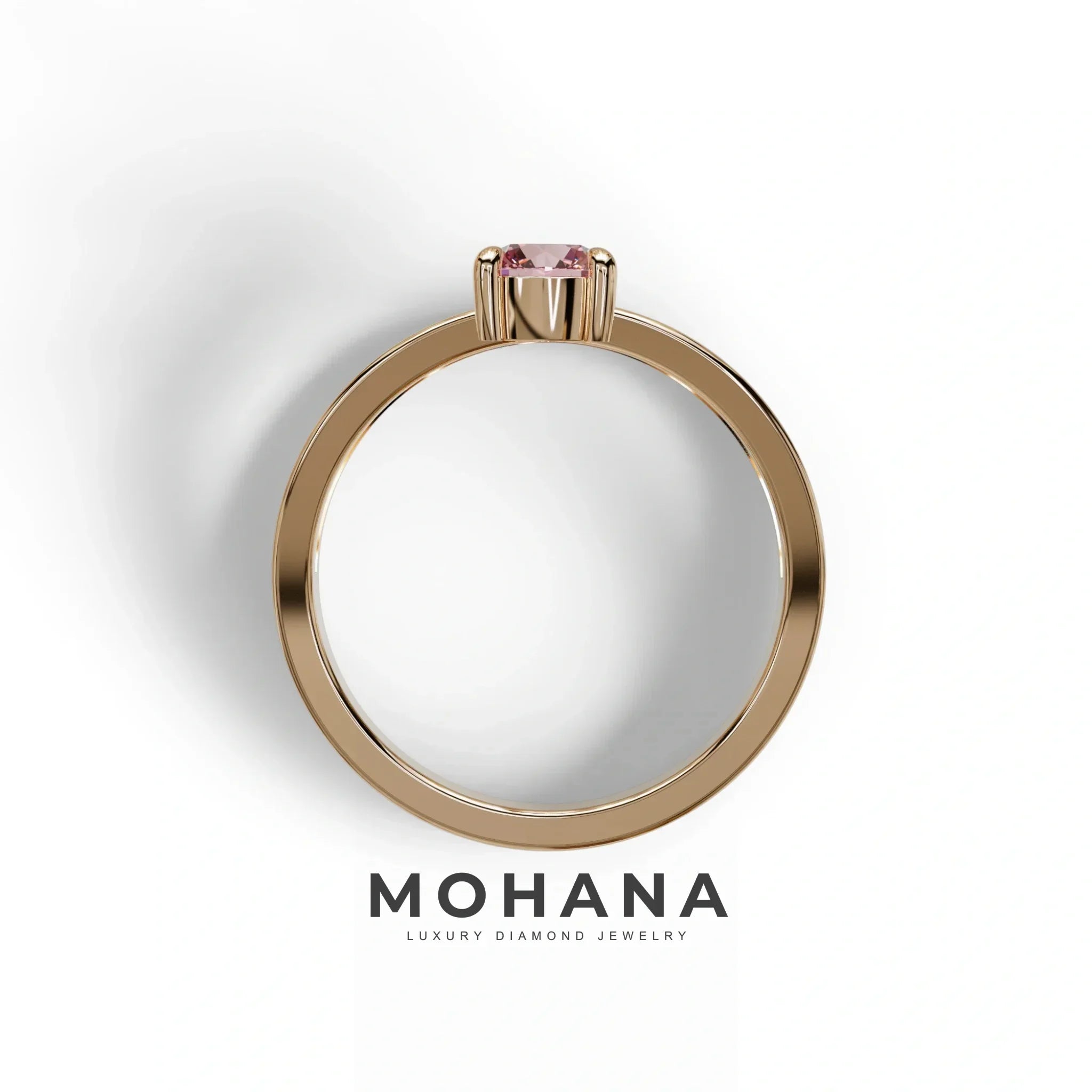 Pink Round Brilliant Solitaire Engagement Ring with a split‑shank Band - Auric Grace