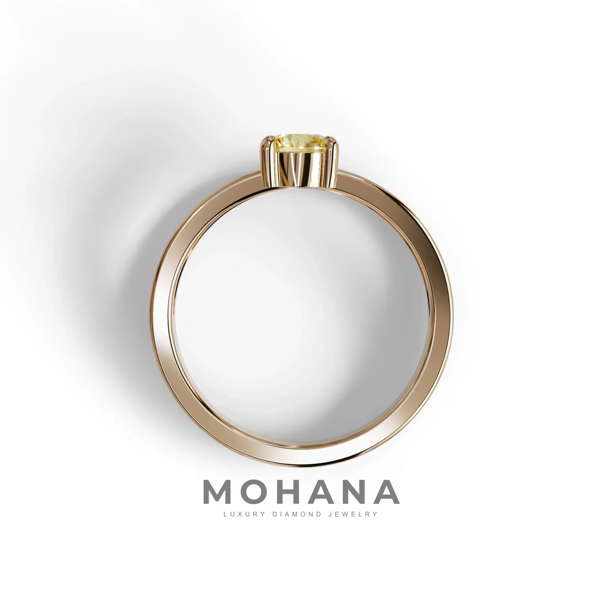 Yellow Round Brilliant Solitaire Engagement Ring with a split‑shank Band - Auric Grace