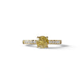 Yellow Round Pave Set Minimalist Engagement Ring - Nova Signature - 1.5 Carat / 10K Solid Gold / Yellow Gold