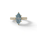 1.5 Carat Blue Marquise Cut Lab Diamond Hidden Halo & Pave Ring - Ash - 10K Solid Gold / Yellow Gold