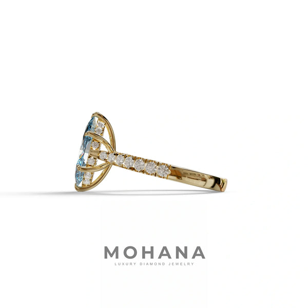1.5 Carat Blue Lab Grown Diamond Engagement Ring – Marquise Cut Hidden Halo | Ash alternate view