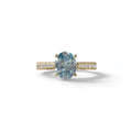 1.50 Carat Blue Oval Cut Lab Diamond Engagement Ring - Scorpio - 10K Solid Gold / Yellow Gold
