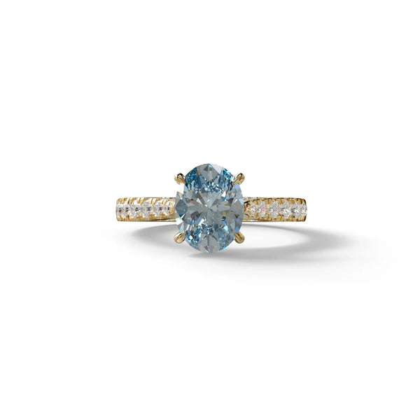 1.5 Carat Blue Lab Grown Diamond Engagement Ring – Oval Cut Halo | Scorpio