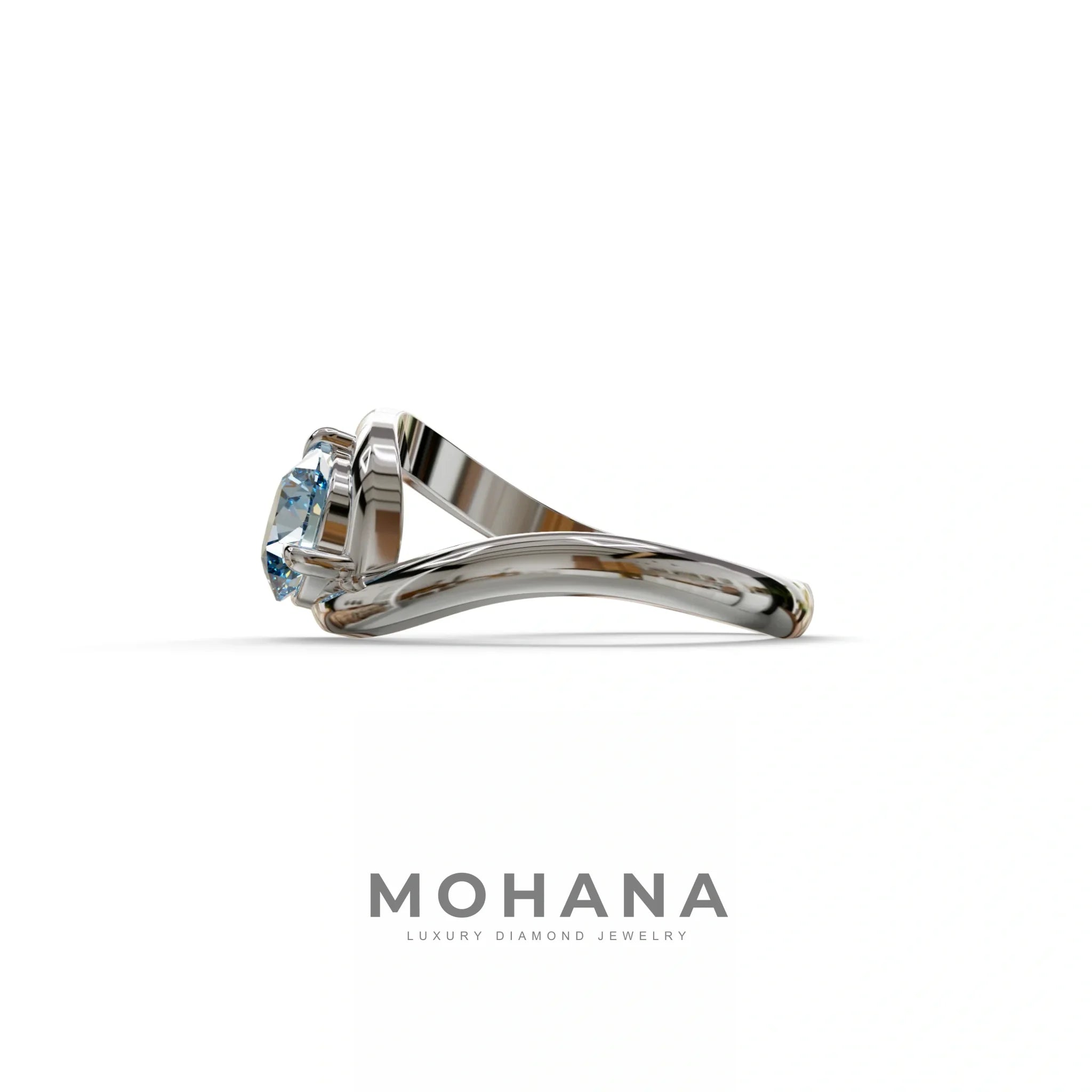 1.5 Carat Blue Round Cut Solitaire Lab Diamond Ring - Tauras