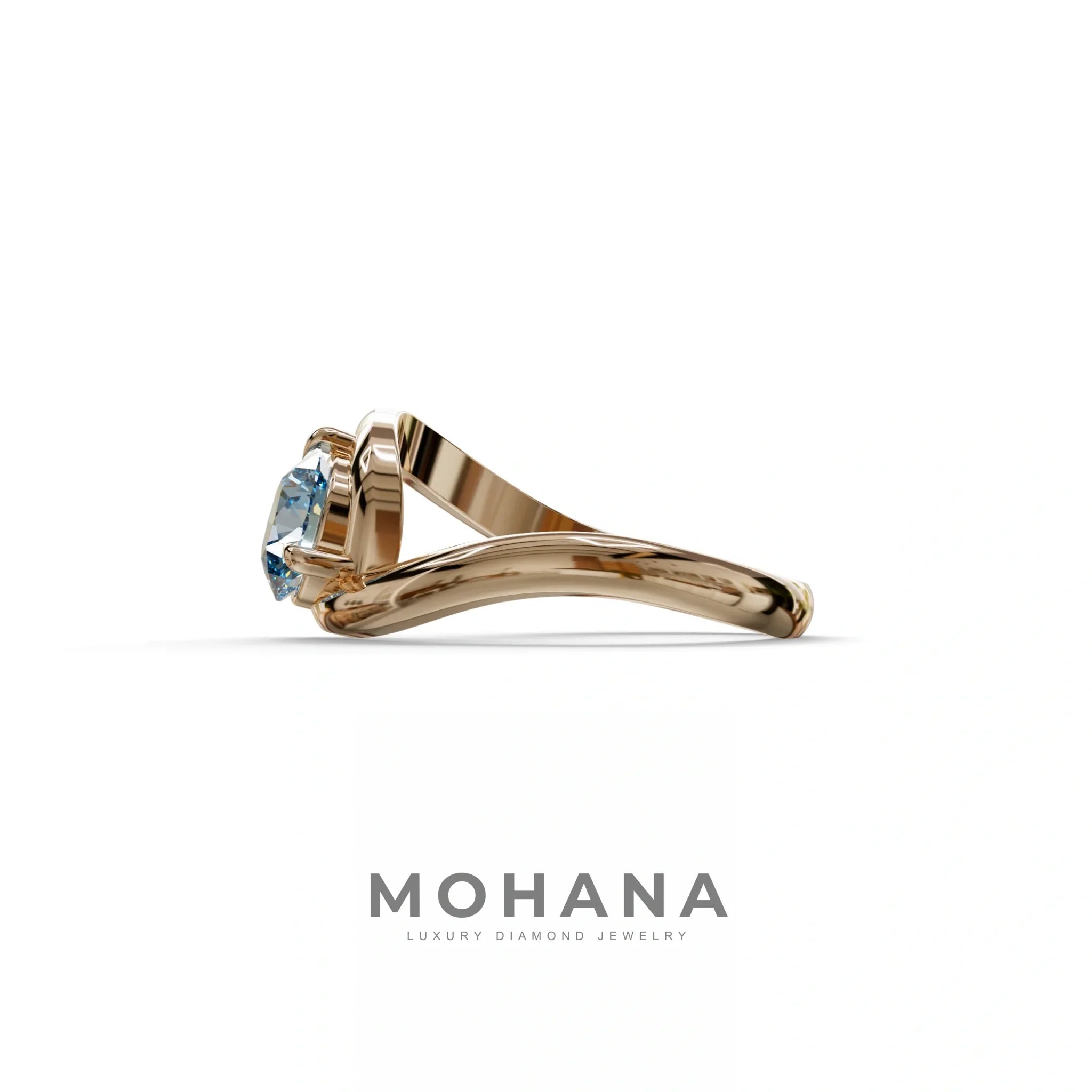 1.5 Carat Blue Round Cut Solitaire Lab Diamond Ring - Tauras