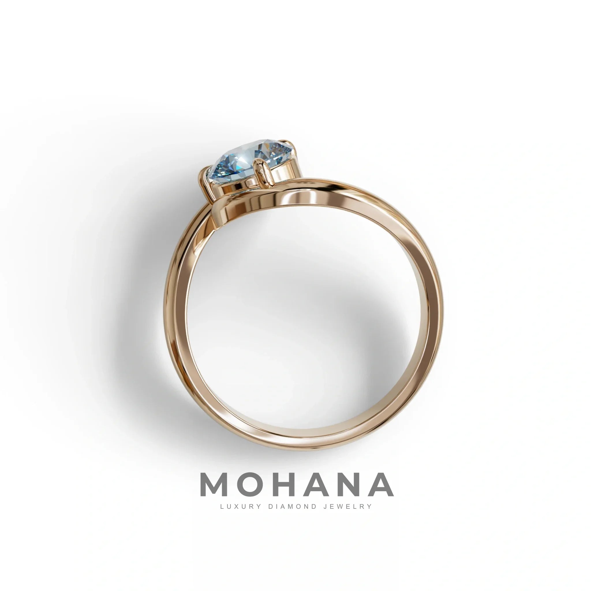 1.5 Carat Blue Round Cut Solitaire Lab Diamond Ring - Tauras