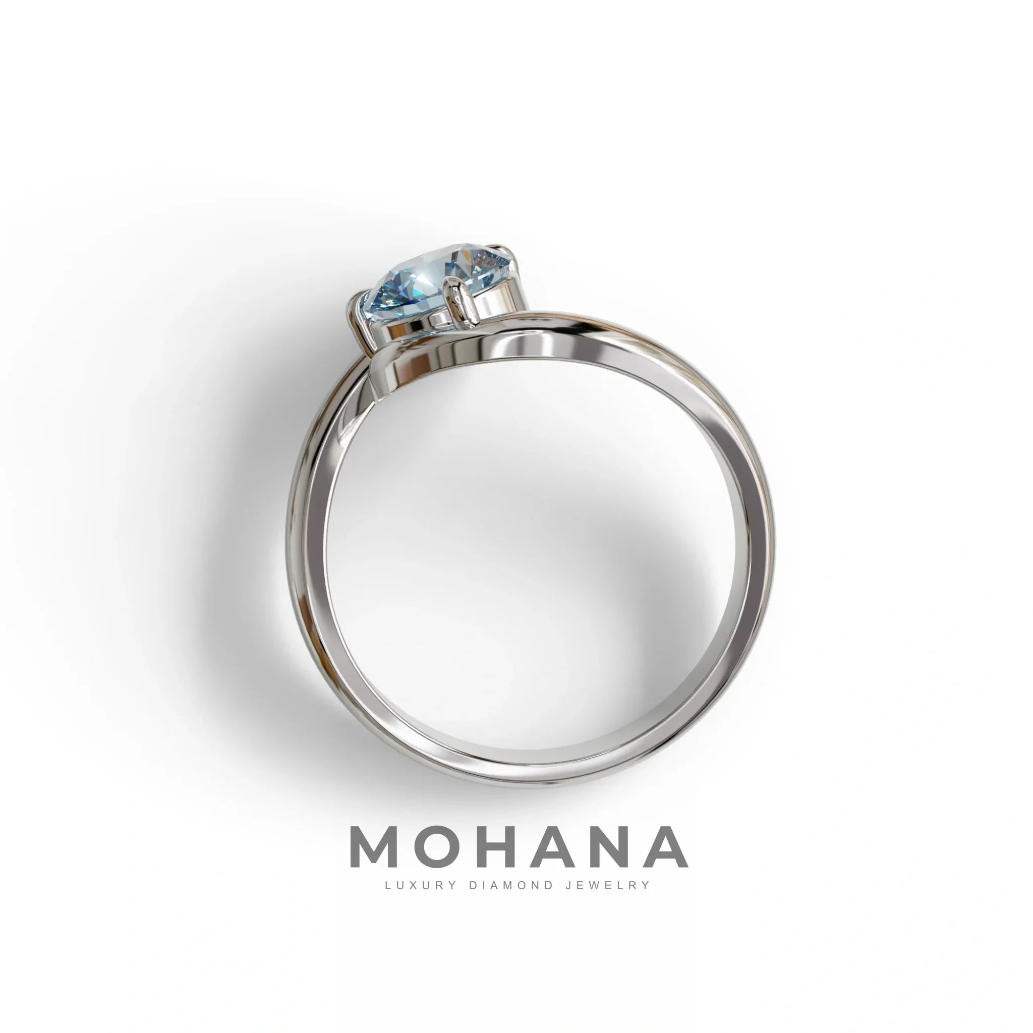 1.5 Carat Blue Round Cut Solitaire Lab Diamond Ring - Tauras