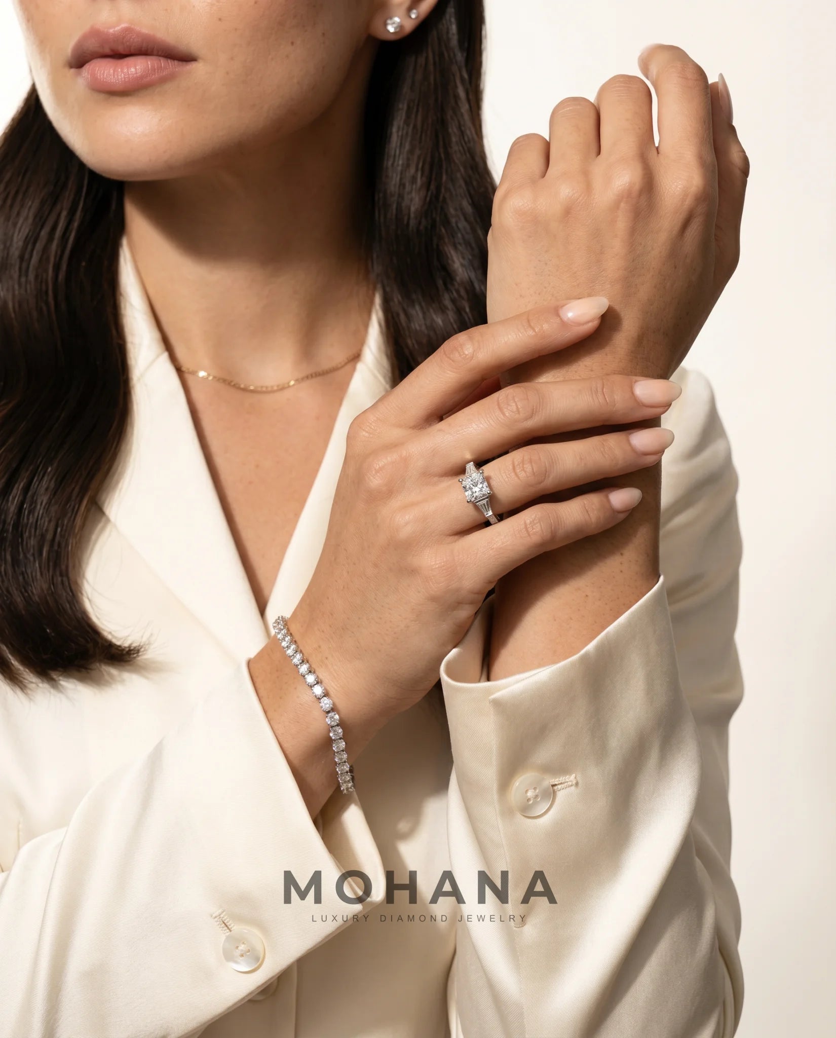 Ready to Ship 1.5 Carat Colorless Princess Cut Three-Stone White Gold Diamond Ring — view 13