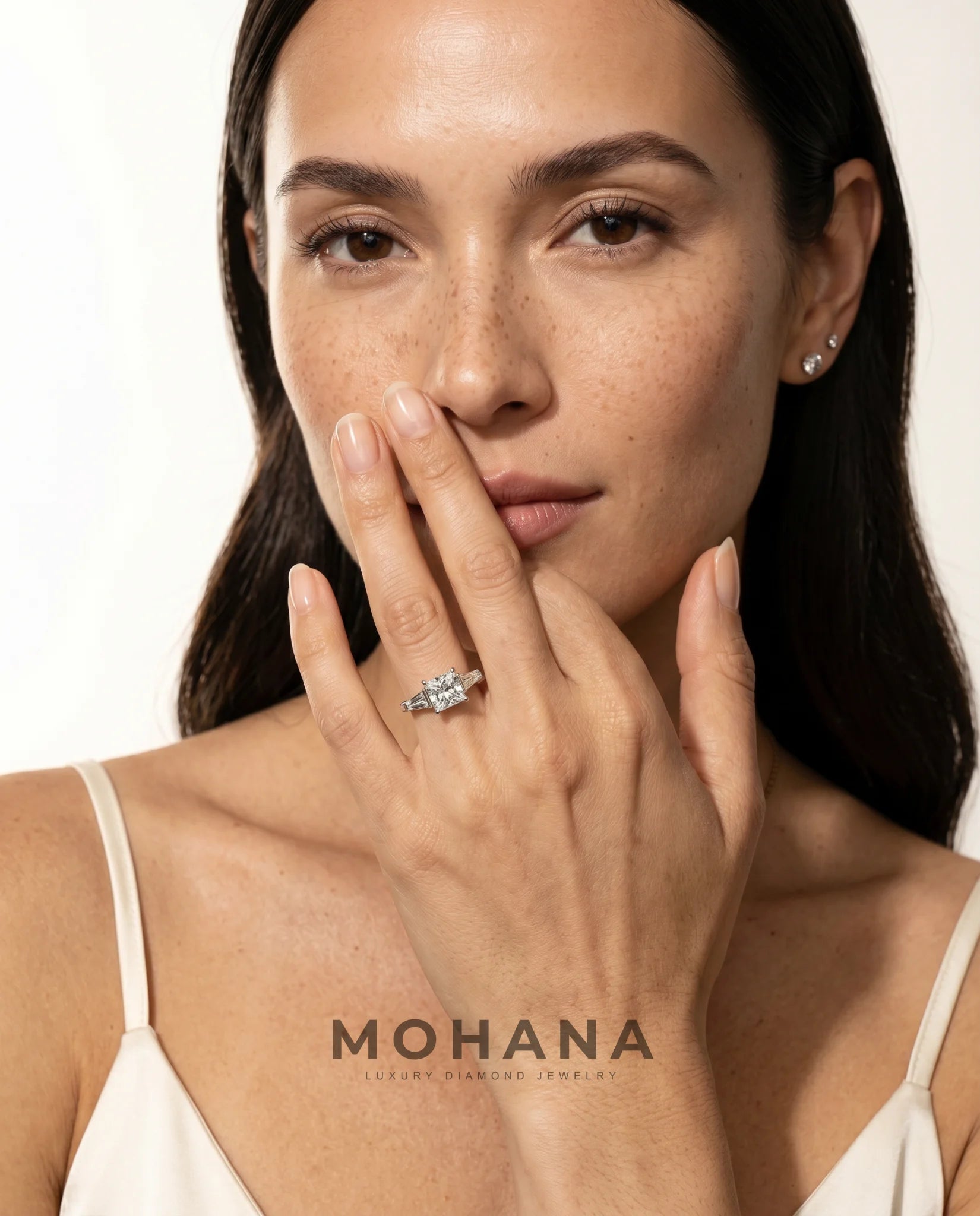 Ready to Ship 1.5 Carat Colorless Princess Cut Three-Stone White Gold Diamond Ring — view 8