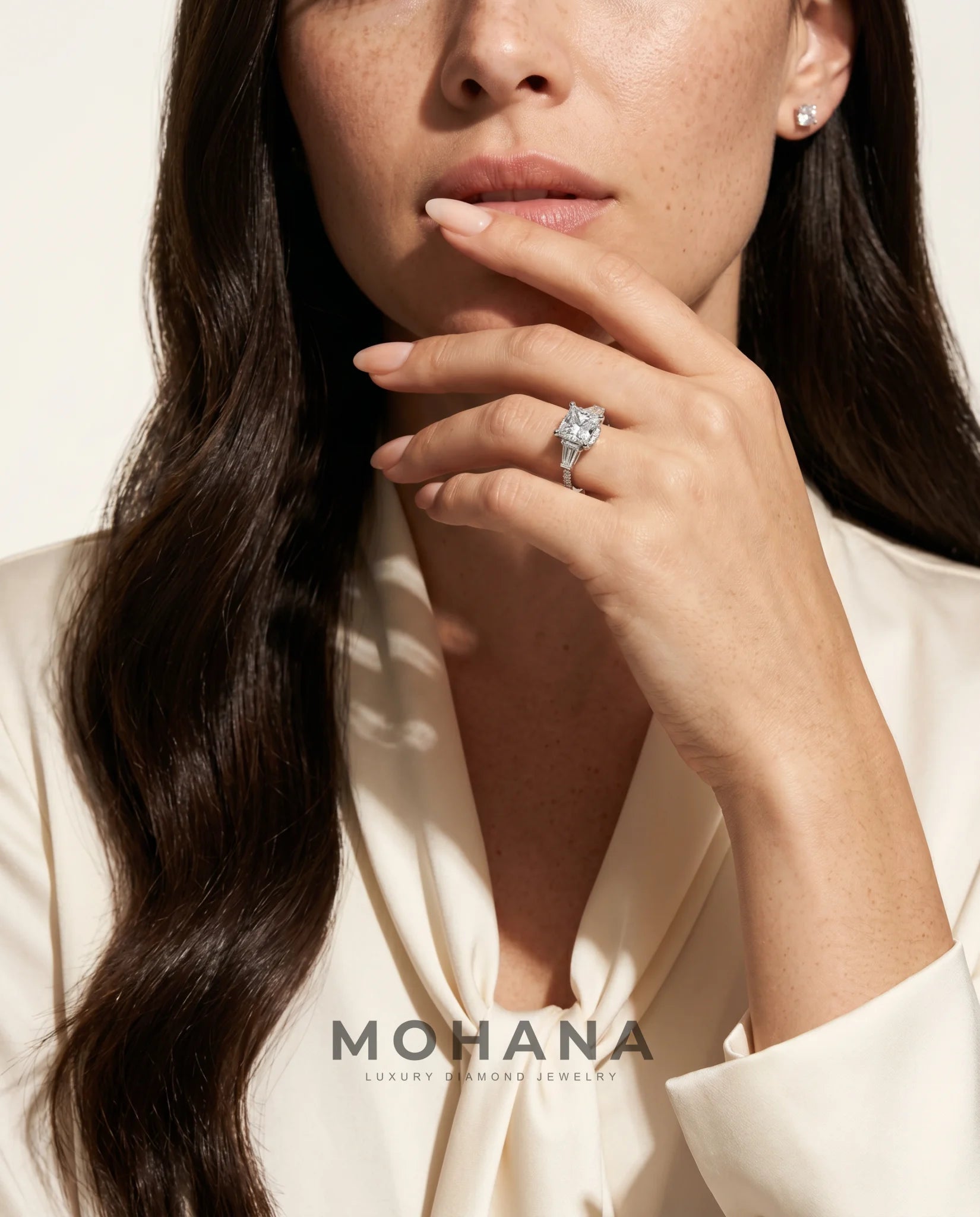 Ready to Ship 1.5 Carat Colorless Princess Cut Three-Stone White Gold Diamond Ring — view 9