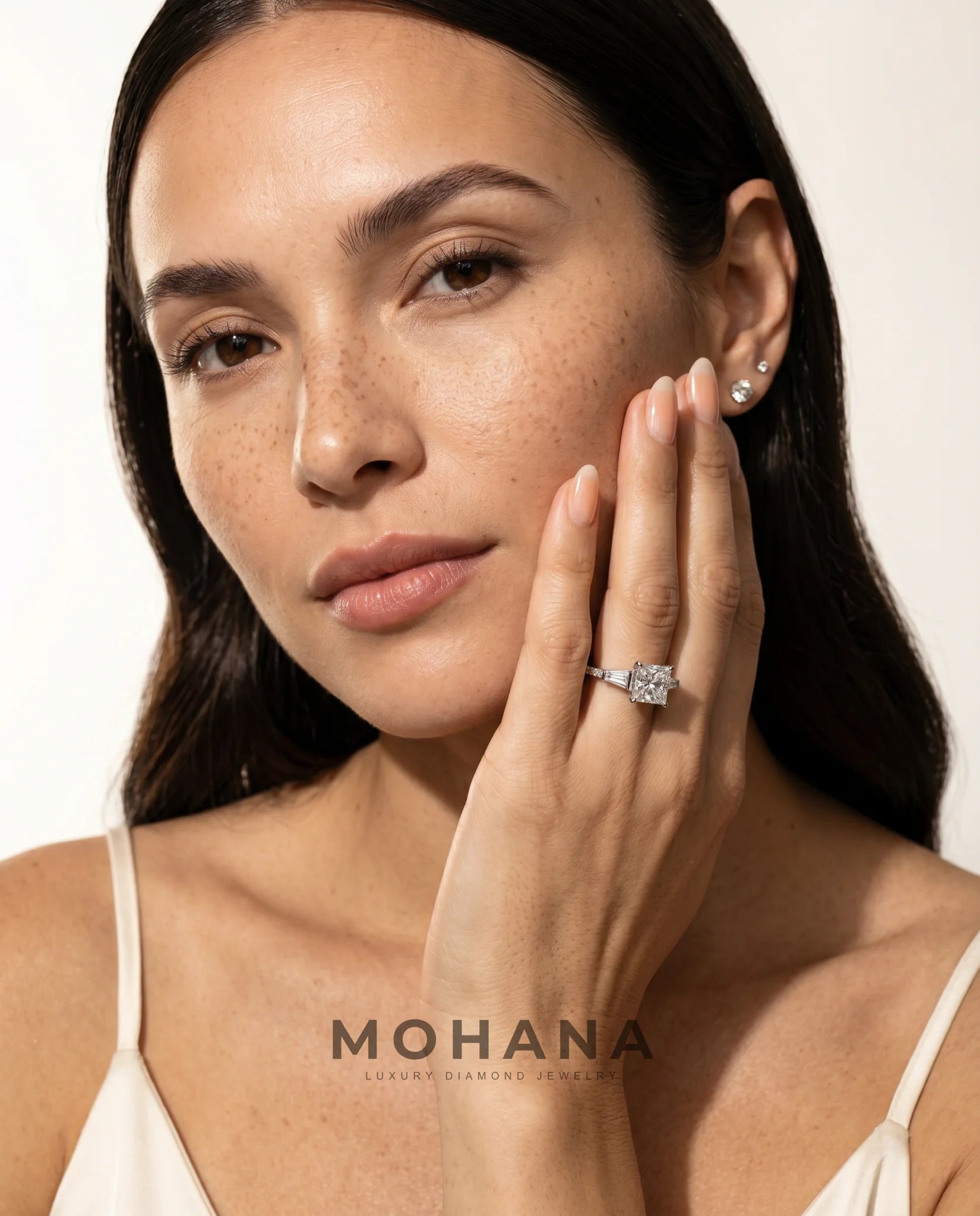 Ready to Ship 1.5 Carat Colorless Princess Cut Three-Stone White Gold Diamond Ring — view 7