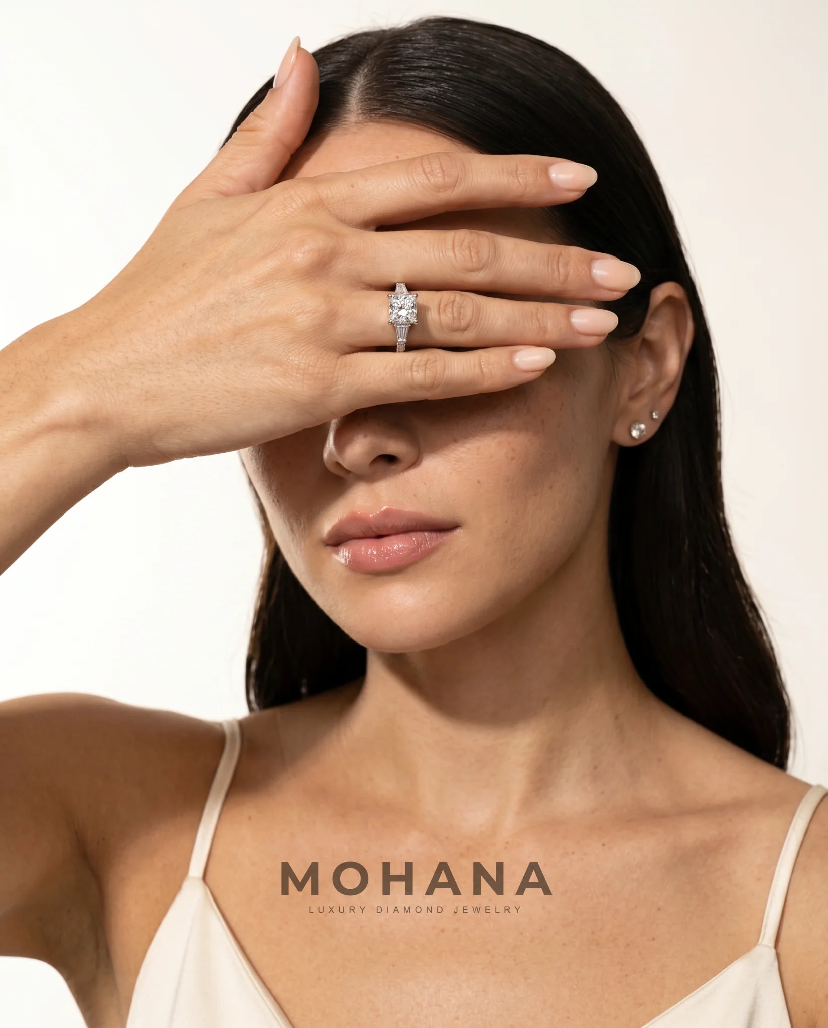 Ready to Ship 1.5 Carat Colorless Princess Cut Three-Stone White Gold Diamond Ring — view 6