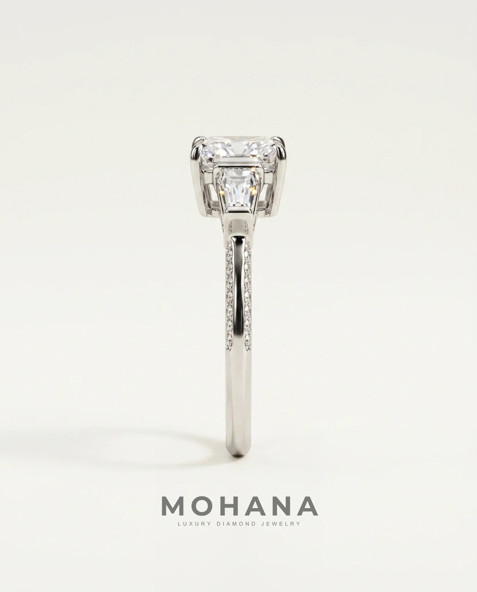 Ready to Ship 1.5 Carat Colorless Princess Cut Three-Stone White Gold Diamond Ring — view 4