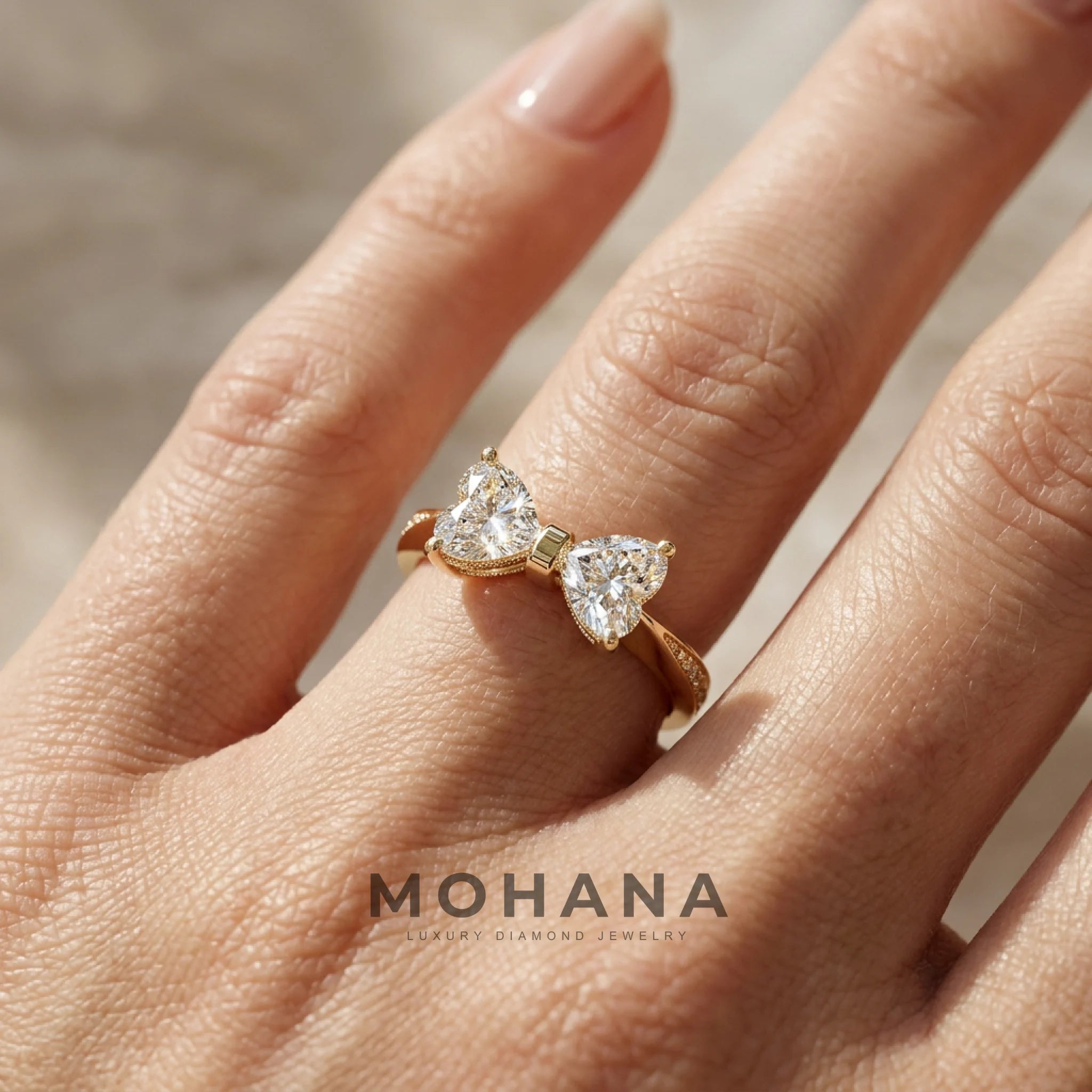 1.5 Carat E VVS Heart Cut Lab Grown Diamond Engagement Ring Toi et Moi Love