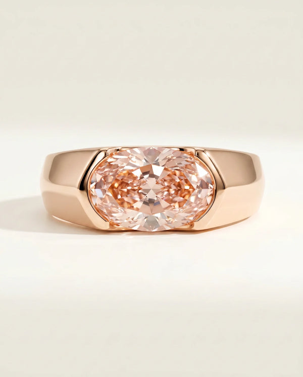 1.5 Carat Fancy Vivid Pink Lab Grown Diamond Engagement Ring · East-West Oval Solitaire